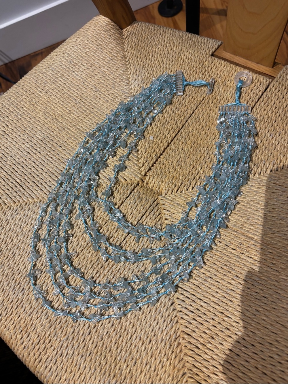 Aqua glass tiered bead Necklace - Women Jewelry - Picture 4 of 8